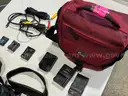 Lot of various cameras, consumer electronics, networking routers, photography equipment
