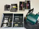 Lot of various cameras, consumer electronics, networking routers, photography equipment