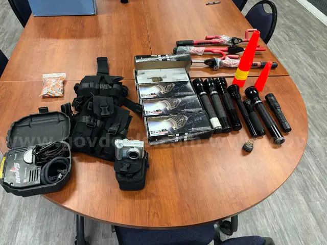 Cameras, training rounds, Flashlights, Clubs, etc.