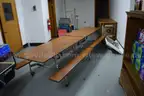 12ft Cafeteria lunch table w/foldable bench seat, adult size