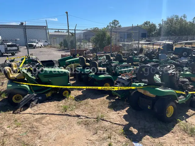Approx 25 John Deere mowers and approx 15 golf cart shells