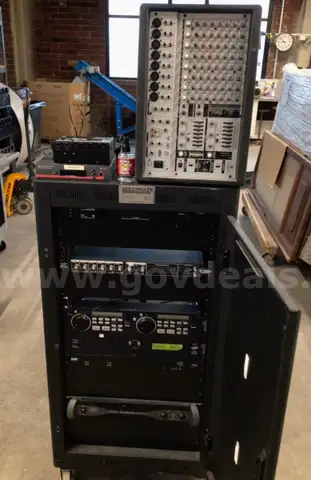 Lot of Audio Equipment in Cabinet