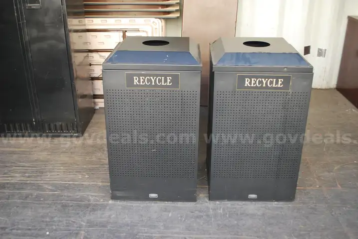 Rubbermaid Commercial Products Metal Recycle Bin-Lot of 2