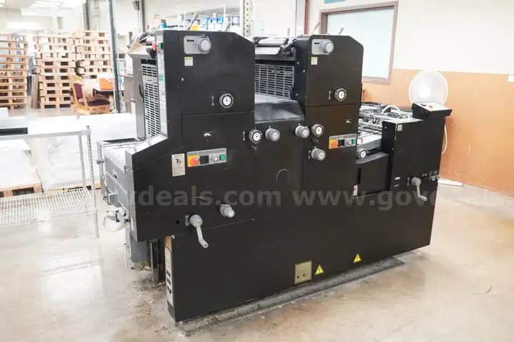 ABDick 9995 Two Color Offset Printing Press w/ Punch and ABDick 1200 Envelope Feeder