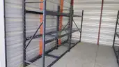 Four (4) steel shelving units, used for document storage