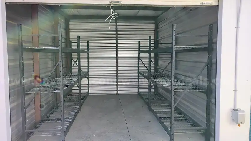 Four (4) steel shelving units, used for document storage