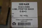 Lot of two items, (1) 25x40&#x22; Woven Poly Bags (1,000 Bags) + (1) Roll of 33x50&#x22; Black 6 Mil Printed Bags &#x2013; Palletized