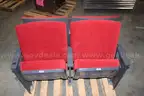 Lot of (4) Connected Auditorium/Theater Seats &#x2013; Red Upholstery