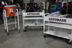(1) Lot of Gatorade Rolling Carts, Cooler, and Cup Holder Trays