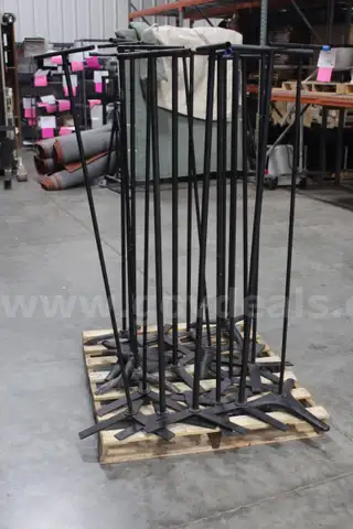Lot of (19) Black Metal Table Bases &#x2013; Cross &#x26; 3-Prong Style