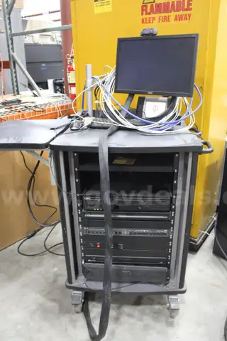 (1) Rolling AV Equipment Rack &#x2013; Sony DVD/VHS Player, Extron Switcher, Crestron Control, Acer Monitor