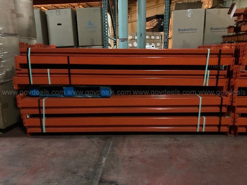 Lot of 128 NEW warehouse racking beams - all are 96 inch | GovDeals