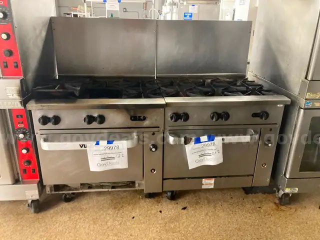 Lot of 2:  Vulcan 6-burner Gas Ranges - fire damage to one of them