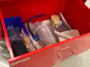 metal medical cart - red - 6-drawer - contains medical supplies (&#x22;crash cart&#x22;) plus a single patient use resuscitator