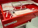 metal medical cart - red - 6-drawer - contains medical supplies (&#x22;crash cart&#x22;) plus a single patient use resuscitator