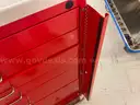 metal medical cart - red - 6-drawer - contains medical supplies (&#x22;crash cart&#x22;) plus a single patient use resuscitator