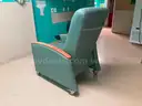 Padded reclining chairs on wheels - lot of 3 - reclining switch needs repair on all 3