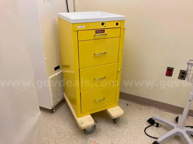 Harloff metal medical cart - yellow - 4-drawer