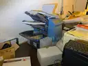 Pitney Bowes Paper Folder, GBC electric comb binding punch, and Powis Parker binding machine