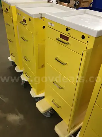 Harloff metal medical cart - yellow - 4-drawer (4) Units
