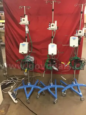 Lot of 3 Hudson RCI neptune ventilator humidifiers - each on IV pole