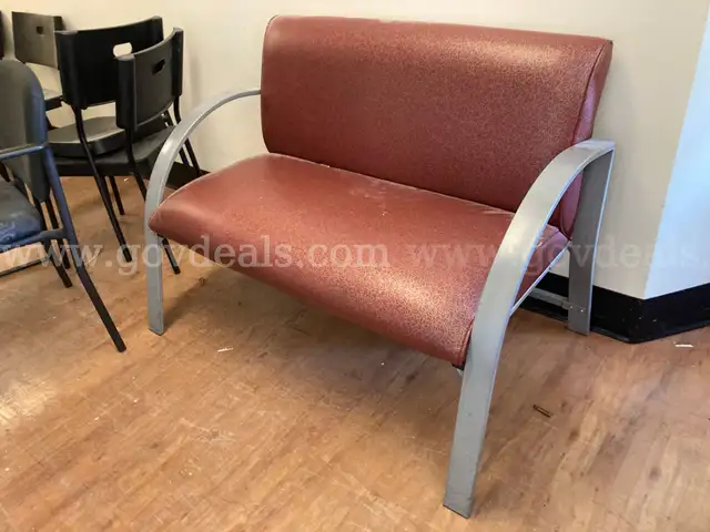 Lot of 3 matching padded double-wide waiting room chairs