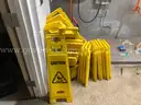 Lot of 21 Wet Floor Signs and 1 Mop Bucket