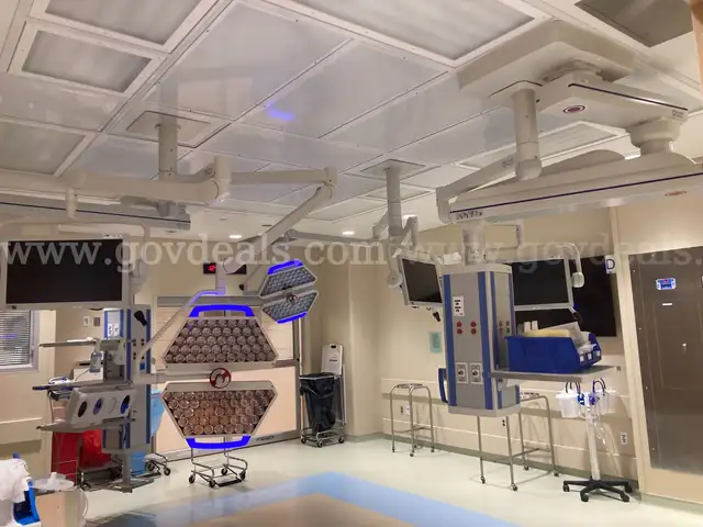 Lot of 2 Operating Room Power Supply Units, 2 Surgical Lights, and 3 Image Stream Surgical Monitors, more