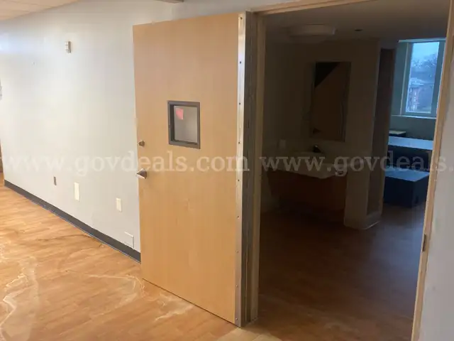 Lot of 2 Solid Wood Doors - 82 7/8 x 35 1/4 x 1 5/8 - each with small window, lockset, deadbolt