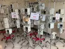 Lot of 74 non working ICU Medical Plum A+ Infusion Pumps on 19 IV Poles