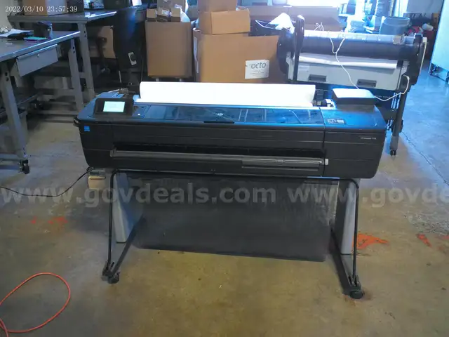 HP DesignJet T730 Large Format Wireless Plotter Printer - 36", with Security Features - powers on