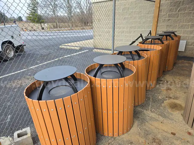 Lot of Recycled Plastic Round Trash Cans