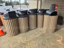Lot of Recycled Plastic Round Trash Cans