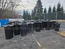 Lot of (10) Steel Slat Round Trash Cans
