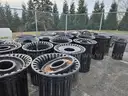 Lot of (15) Steel Slat Round Trash Cans
