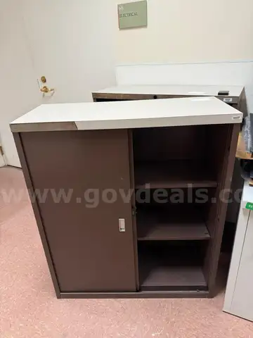 TWO BROWN CABINET BOOK CASE