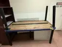 TWO TABLES, BOOKCASE, DESK, AND FILE CABINET