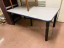 TWO TABLES, BOOKCASE, DESK, AND FILE CABINET