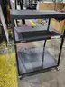 Black steel multipurpose cart with swivel wheels