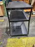 Black steel multipurpose cart with swivel wheels