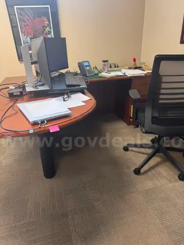 Desk with built in round table