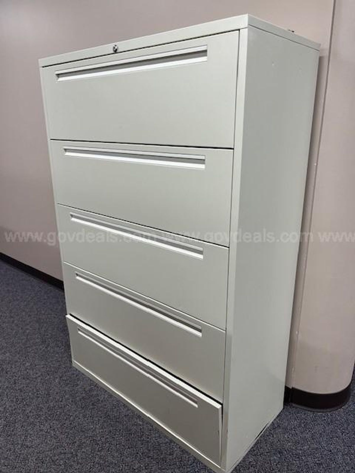 Metal 5 Drawer Lateral File Cabinet, Good Condition (1). | GovDeals