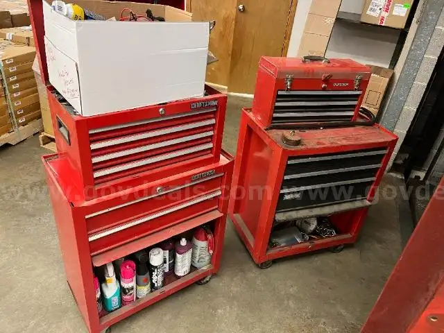 Lot of (2) Craftsman Rolling Toolboxes with Tools.