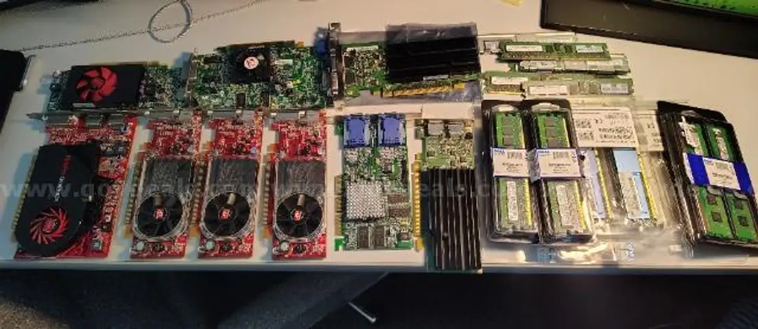 Lot of 19 Various Ram Modules and 9 Various Graphics/Video Cards.