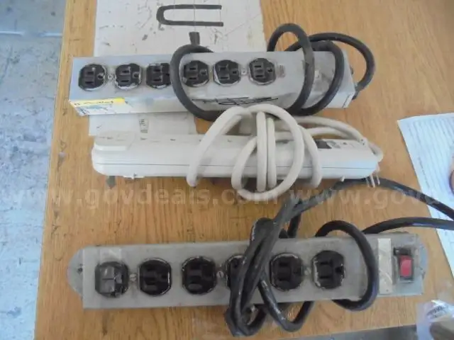 Lot of 3 Power Strips, Rolling Cart and 11 Various Rulers.