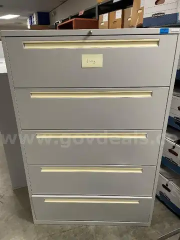 Lot of (2) 5-Drawer, (2) 4-Drawer, and (2) 2-Drawer Lateral File Cabinets.
