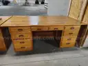 Lot of (1) Oak Desk ~83.5&#x22;W x 41.5&#x22;D x 31&#x22;H.