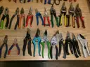 Lot of 44 Various Linesman Pliers and Metal Cutting Tools.