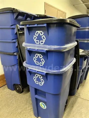 Lot of (23) 55-Gallon Recycling Containers w/Wheels.