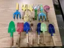 Lot of Shovels, Tent Stakes, and Various Hand Tools.